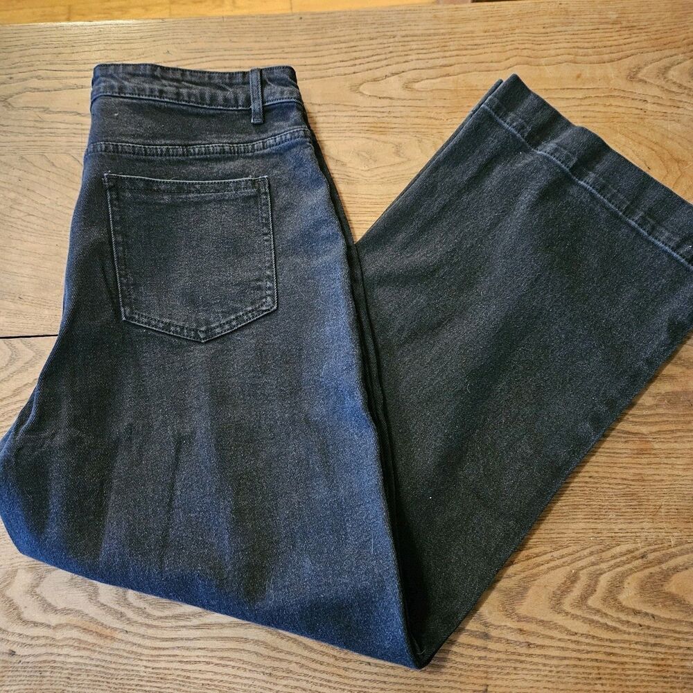 NEW Structure Nimin Black‎ Denim Wide‑Leg Jeans Size Large | High‑Rise Utility